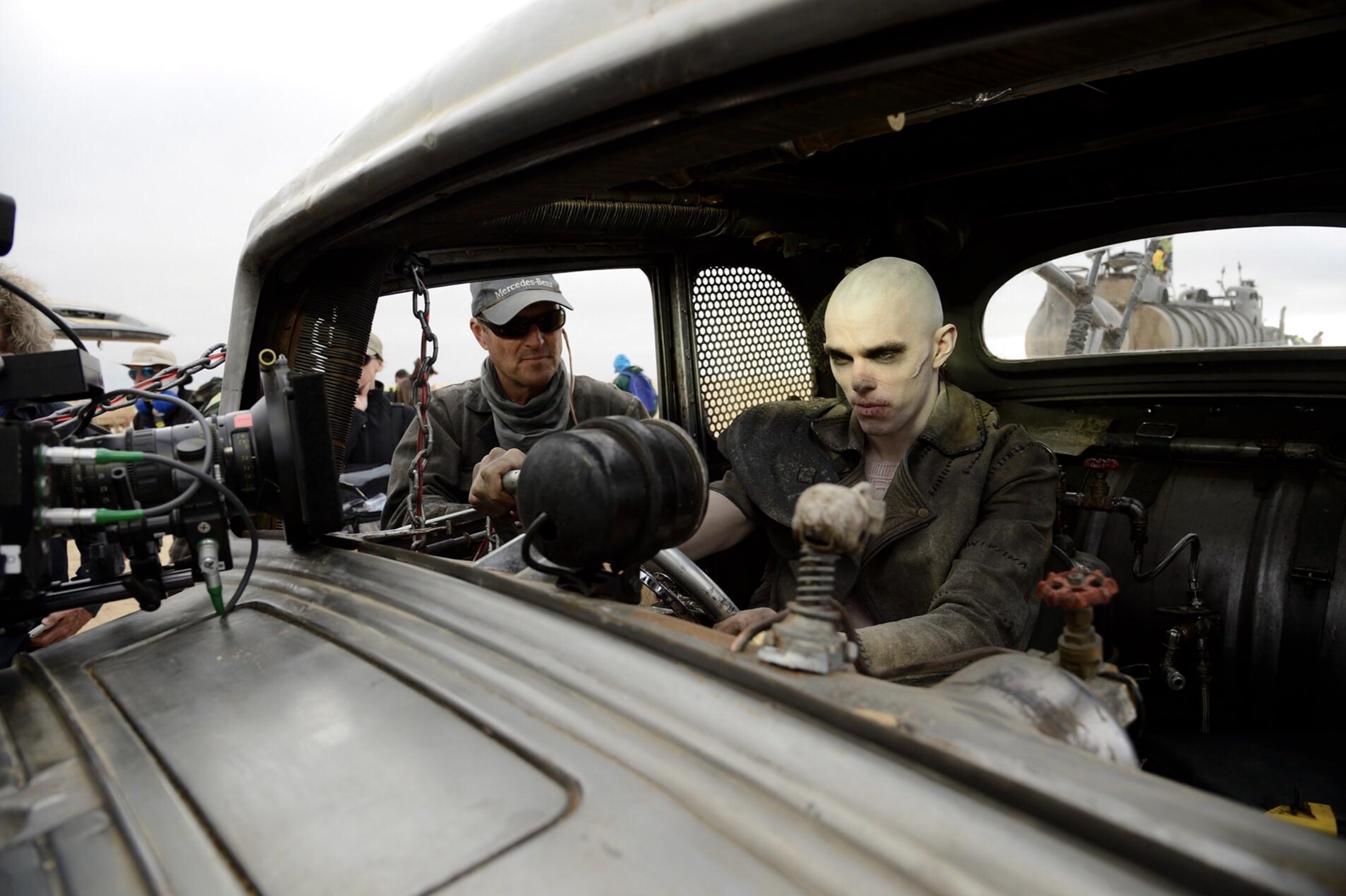 Nicholas Hoult as Nux in his car. Mad Max: Fury Road, 2015 